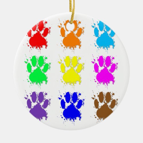 Ink Splatter Dog Paw Pattern Ceramic Ornament