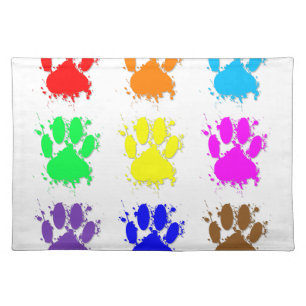 Ink Splatter Dog Paw Pattern Cloth Placemat