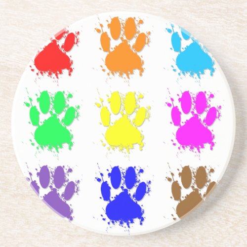 Ink Splatter Dog Paw Pattern Coaster