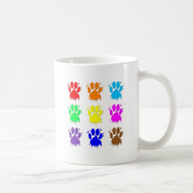 Ink Splatter Dog Paw Pattern Coffee Mug (Right)
