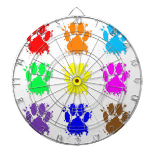 Ink Splatter Dog Paw Pattern Dartboard With Darts