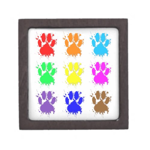 Ink Splatter Dog Paw Pattern Jewelry Box