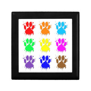 Ink Splatter Dog Paw Pattern Keepsake Box