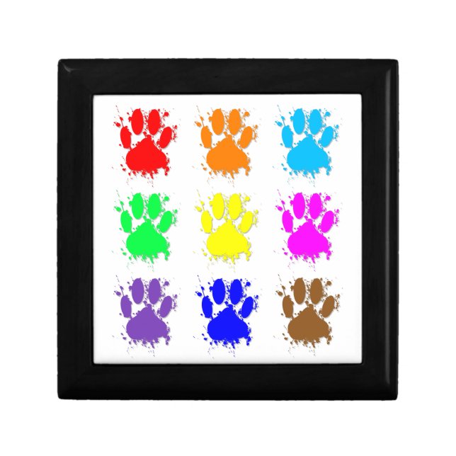 Ink Splatter Dog Paw Pattern Keepsake Box (Front)
