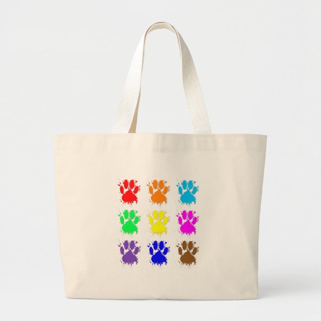 Ink Splatter Dog Paw Pattern Large Tote Bag (Front)