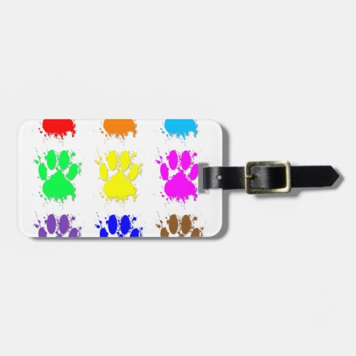 Ink Splatter Dog Paw Pattern Luggage Tag