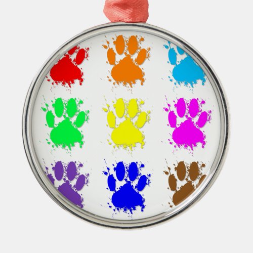 Ink Splatter Dog Paw Pattern Metal Ornament