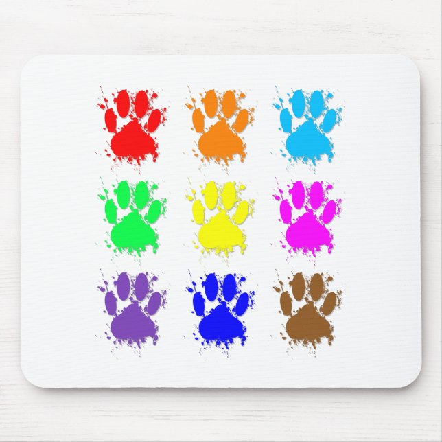 Ink Splatter Dog Paw Pattern Mouse Pad (Front)