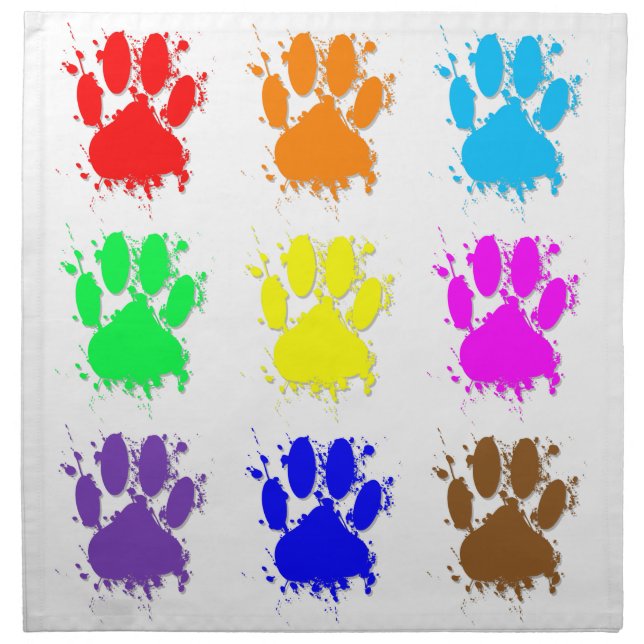 Ink Splatter Dog Paw Pattern Napkin (Front)
