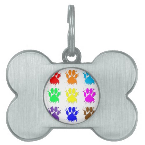 Ink Splatter Dog Paw Pattern Pet Tag