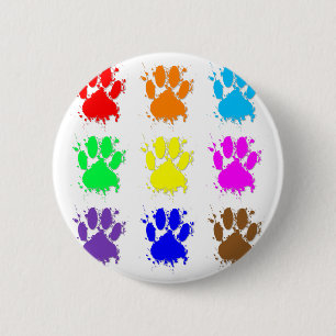 Ink Splatter Dog Paw Pattern Pinback Button
