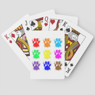 Ink Splatter Dog Paw Pattern Poker Cards