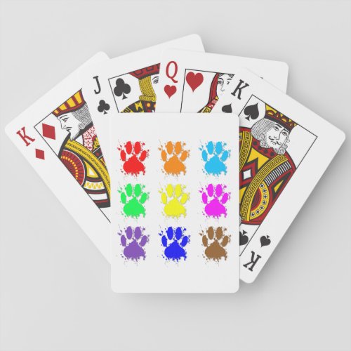 Ink Splatter Dog Paw Pattern Poker Cards