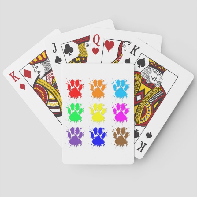 Ink Splatter Dog Paw Pattern Poker Cards (Back)
