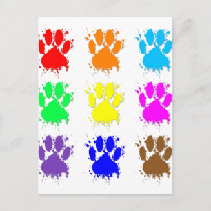 Ink Splatter Dog Paw Pattern Postcard