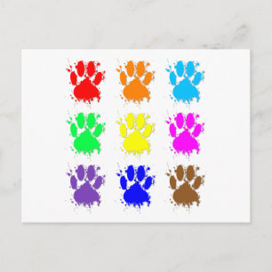 Ink Splatter Dog Paw Pattern Postcard
