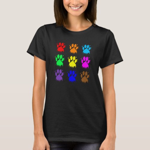 Ink Splatter Dog Paw Pattern T_Shirt