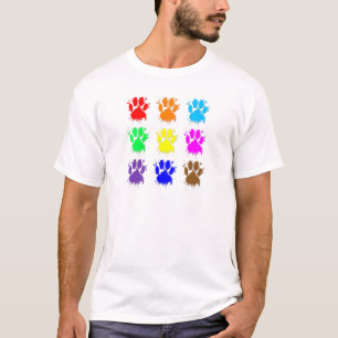 Ink Splatter Dog Paw Pattern T-Shirt