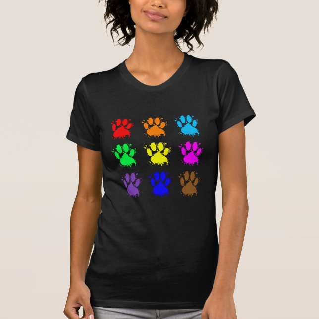 Ink Splatter Dog Paw Pattern T-Shirt (Front)