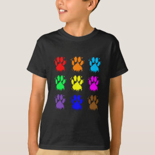 Ink Splatter Dog Paw Pattern T-Shirt