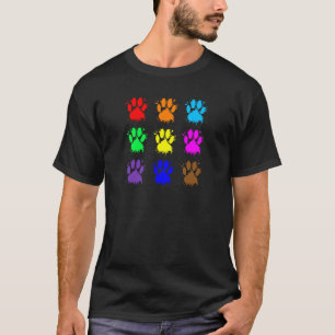 Ink Splatter Dog Paw Pattern T-Shirt