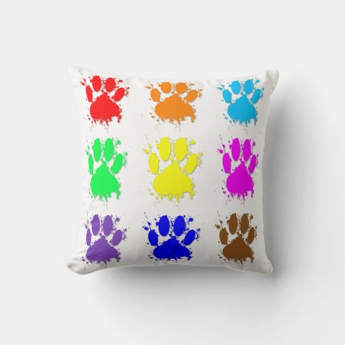 Ink Splatter Dog Paw Pattern Throw Pillow
