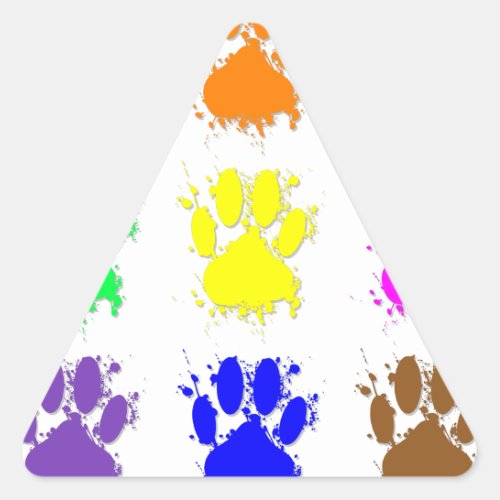 Ink Splatter Dog Paw Pattern Triangle Sticker