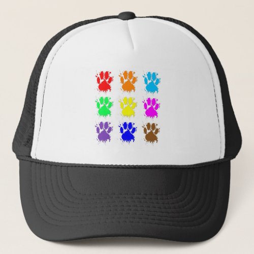 Ink Splatter Dog Paw Pattern Trucker Hat