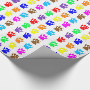 Ink Splatter Dog Paw Pattern Wrapping Paper