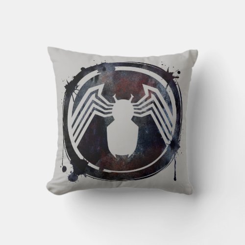 Ink Splatter Venom Logo Throw Pillow