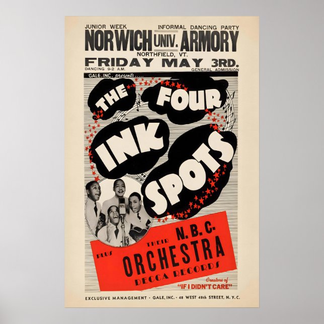 Ink Spots jazz poster - Norwich Armory (Front)