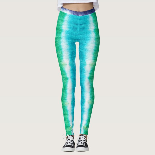 Ink Stripes Summer vibes Tie dye Leggings (Front)