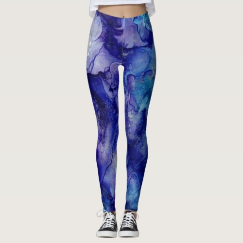 Ink Swirl Watercolor Abstract Leggings