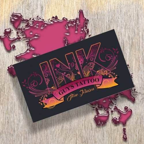 Ink Typography Tattoo Artist ID815 Business Card