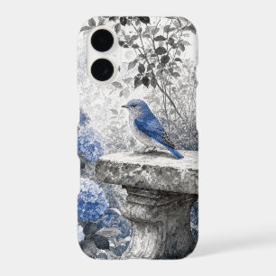 Ink Wash Bluebird On a Stone Garden Bench iPhone 17 Case