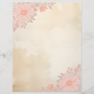 Ink & Wash Paper & Pink Floral Corners Stationery