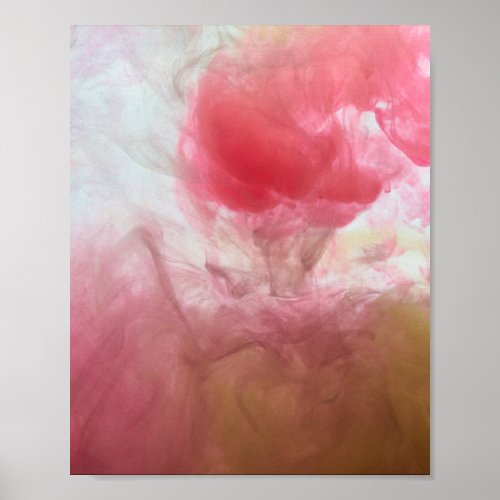 Ink Water Pink Green Poster