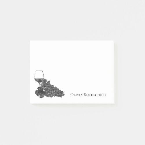 Ink Wine Glass Grapes Black White Post_it Notes