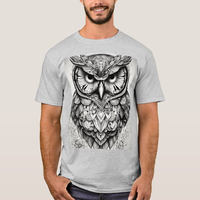  Ink & Wisdom: Black & White Owl Tattoo Tees (Front)