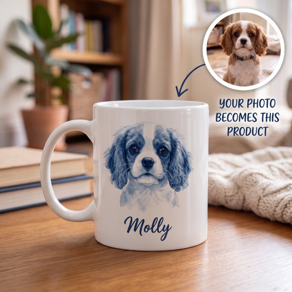 Inkapup Watercolor Pet Portrait Script Name Coffee Mug