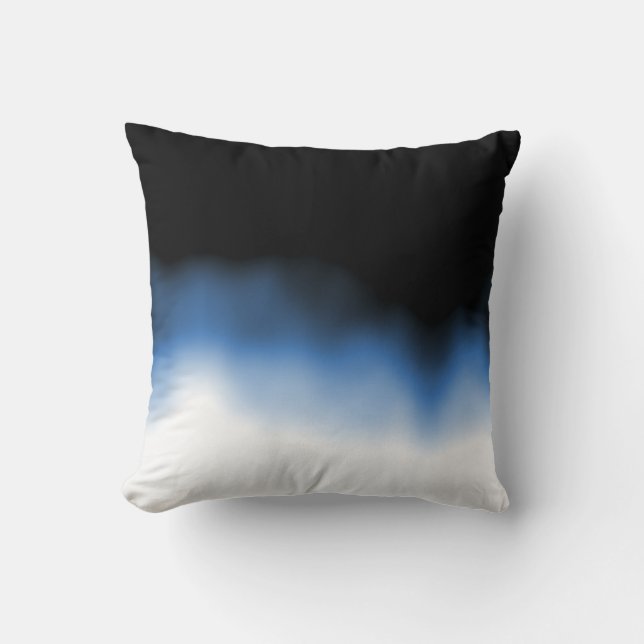 Inkblot Ombre Blue Throw Pillow (Front)