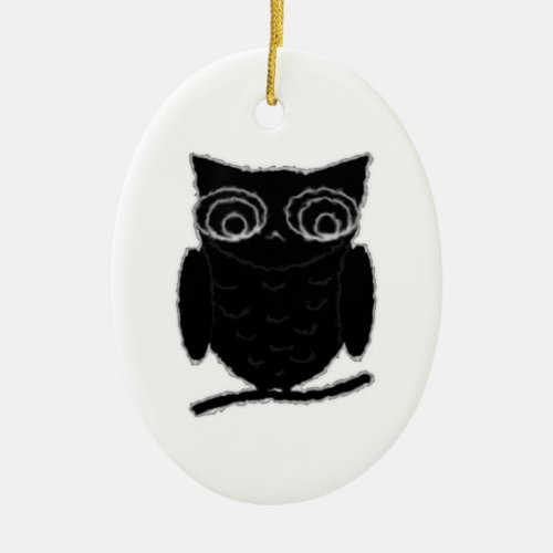 Inkblot Owl Ceramic Ornament