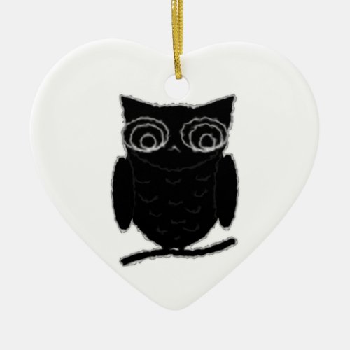 Inkblot Owl Ceramic Ornament