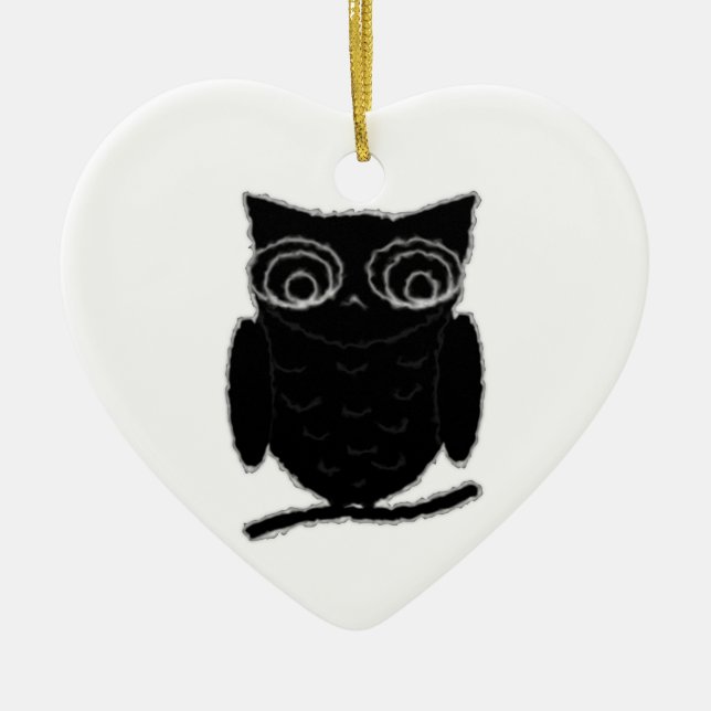 Inkblot Owl Ceramic Ornament (Front)