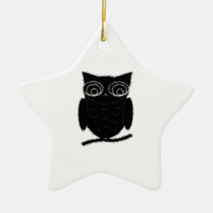 Inkblot Owl Ceramic Ornament