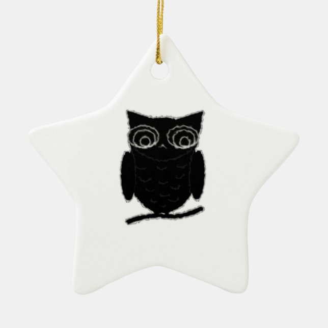 Inkblot Owl Ceramic Ornament (Front)