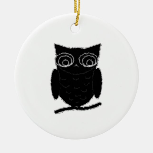 Inkblot Owl Ceramic Ornament (Front)