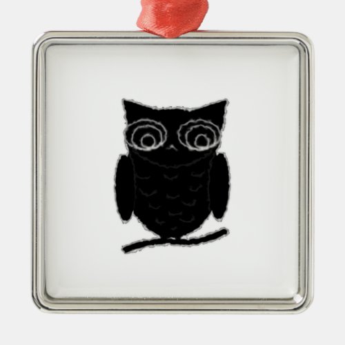Inkblot Owl Metal Ornament