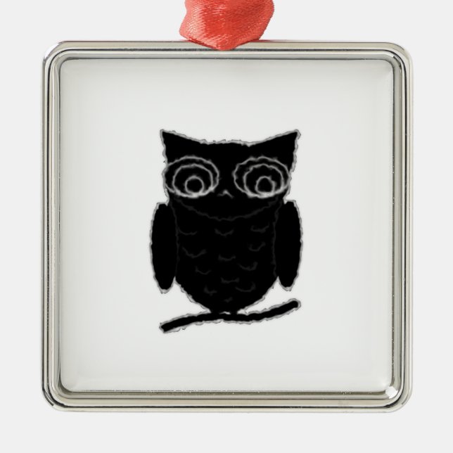 Inkblot Owl Metal Ornament (Front)