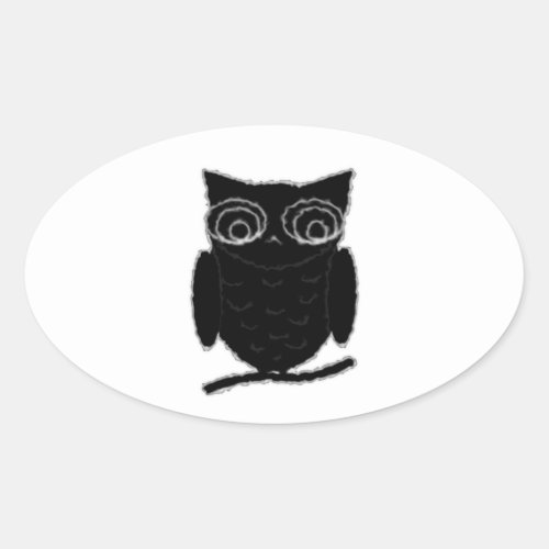 Inkblot Owl Oval Sticker